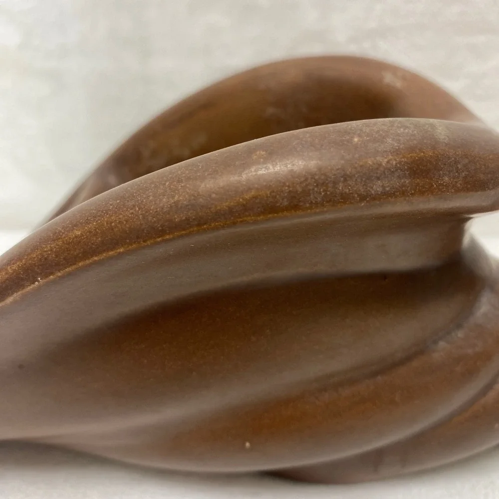 VTG Brown Ceramic Cornucopia Horn of Plenty‎ Vase Planter Table Decor D475